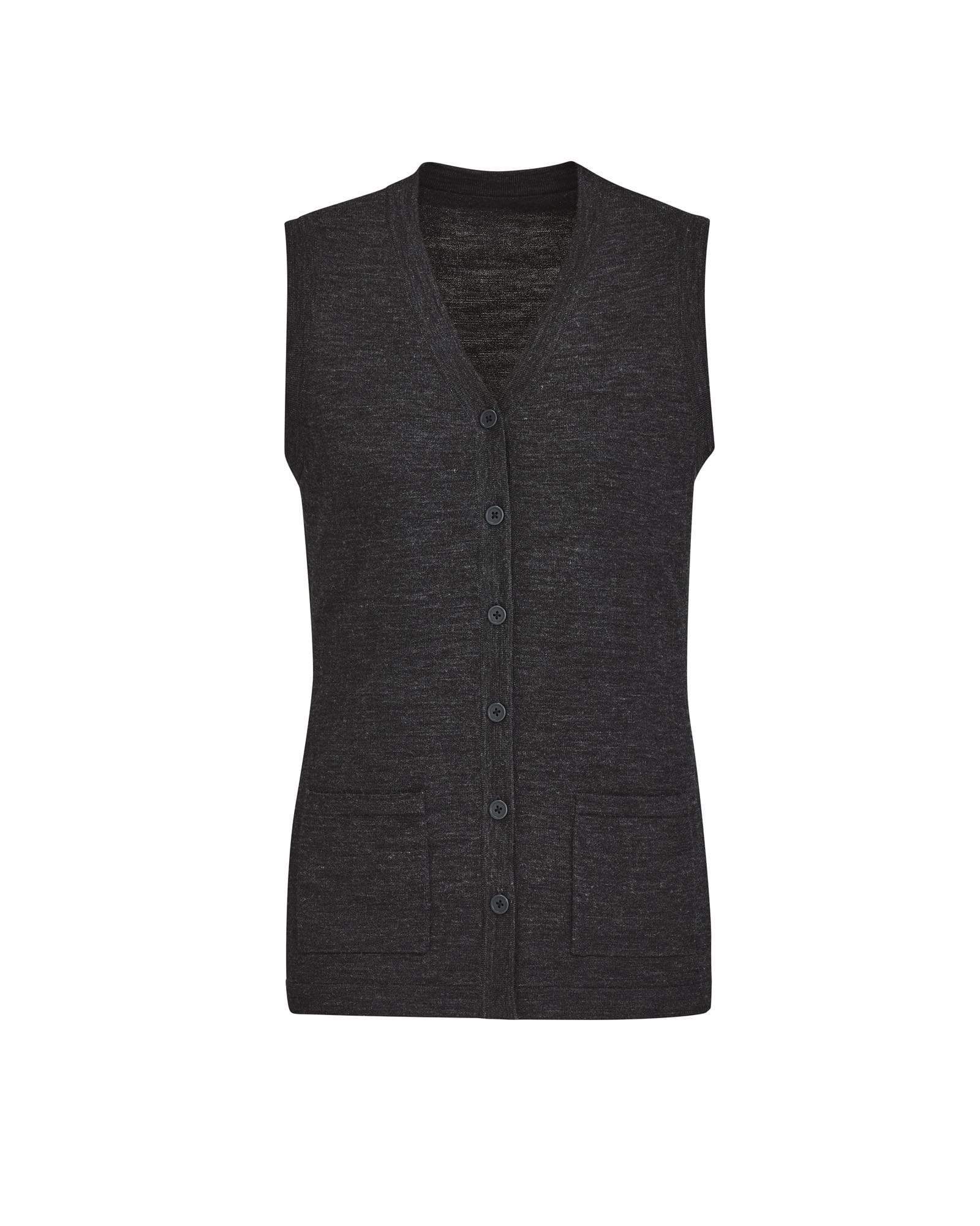 Biz Care Womens Button Front Knit Vest CK961LV Metro Workwear.
